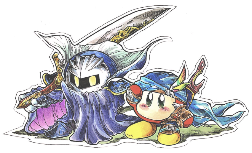 alternate_costume, armor, bandana, bandana_waddle_dee, blue_bandana, blue_cape, cape, holding