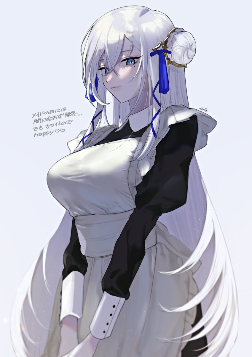 1girl, absurdres, blue_eyes, breasts, hair_between_eyes, hair_bun, hair_ornament, highres