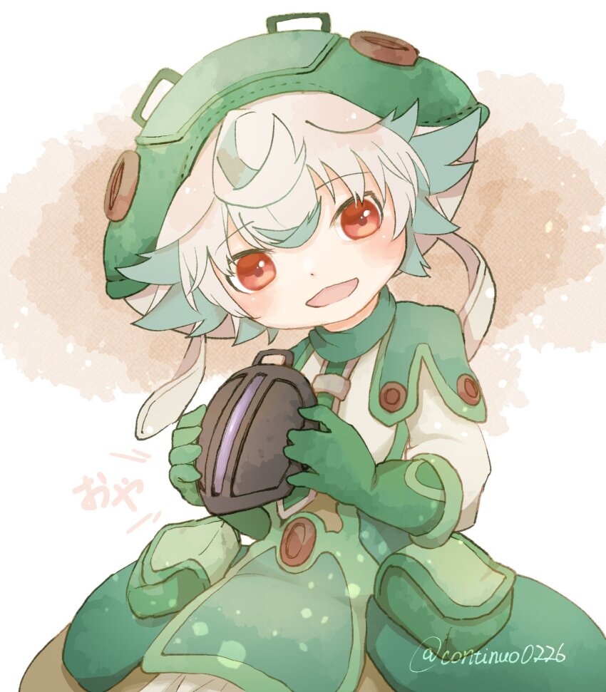 1girl, abstract_background, artist_name, blush, breasts, coat, continuo0226, cowboy_shot