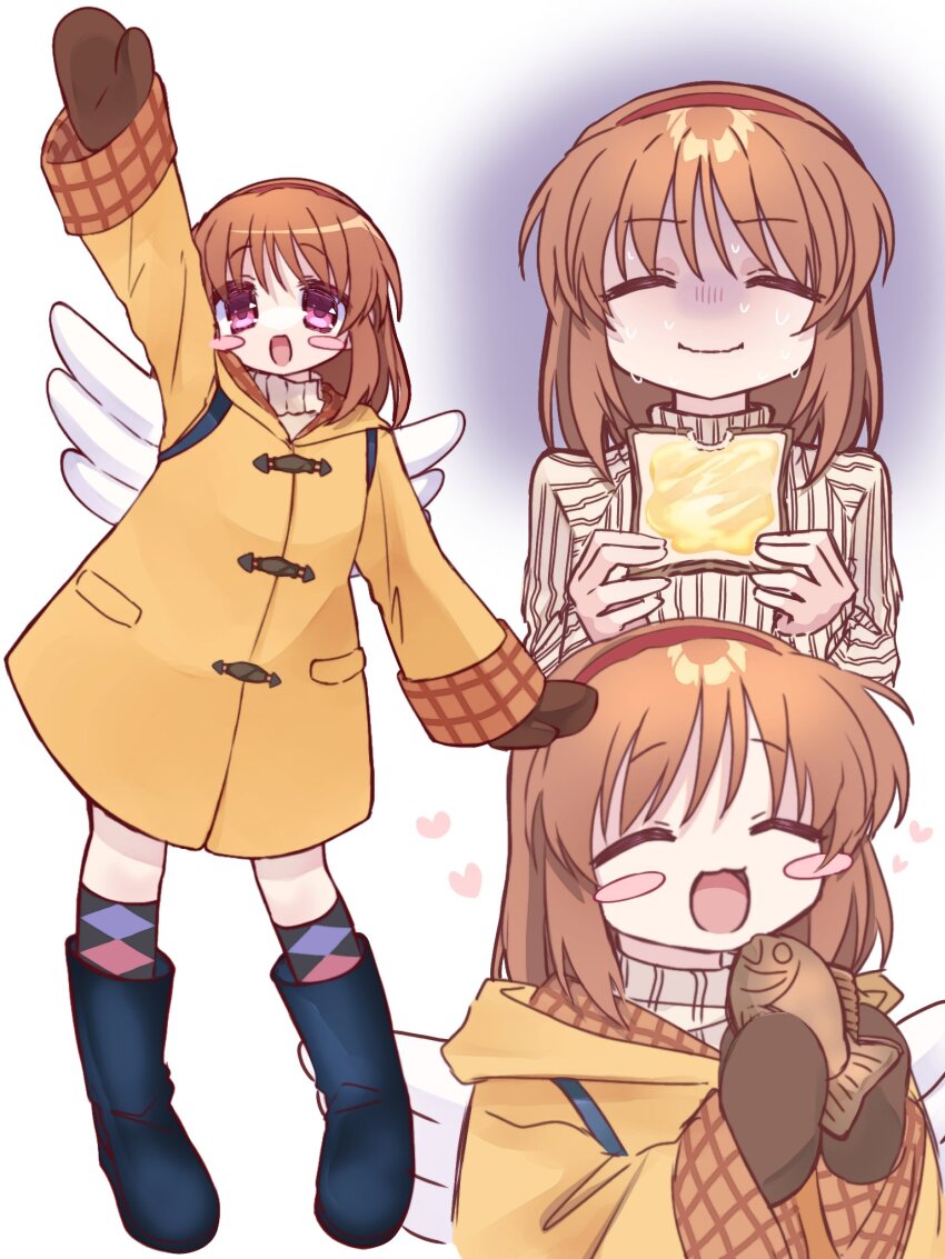 1girl, akiko_jam, argyle_clothes, argyle_socks, backpack, bag, blue_footwear, blush_stickers