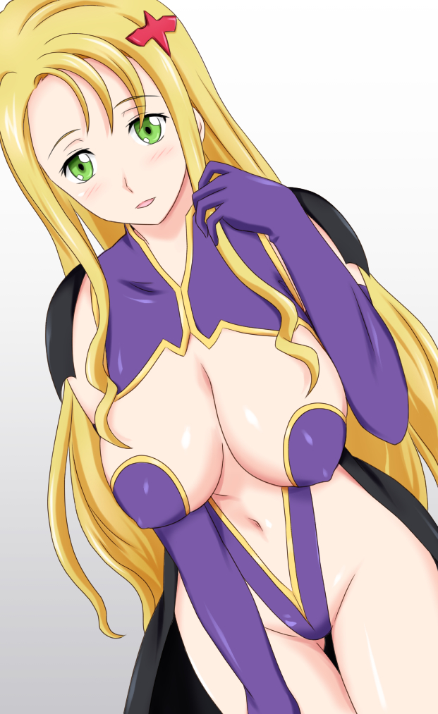 1girl, blonde_hair, blush, breasts, code_geass, elbow_gloves, gloves, green_eyes