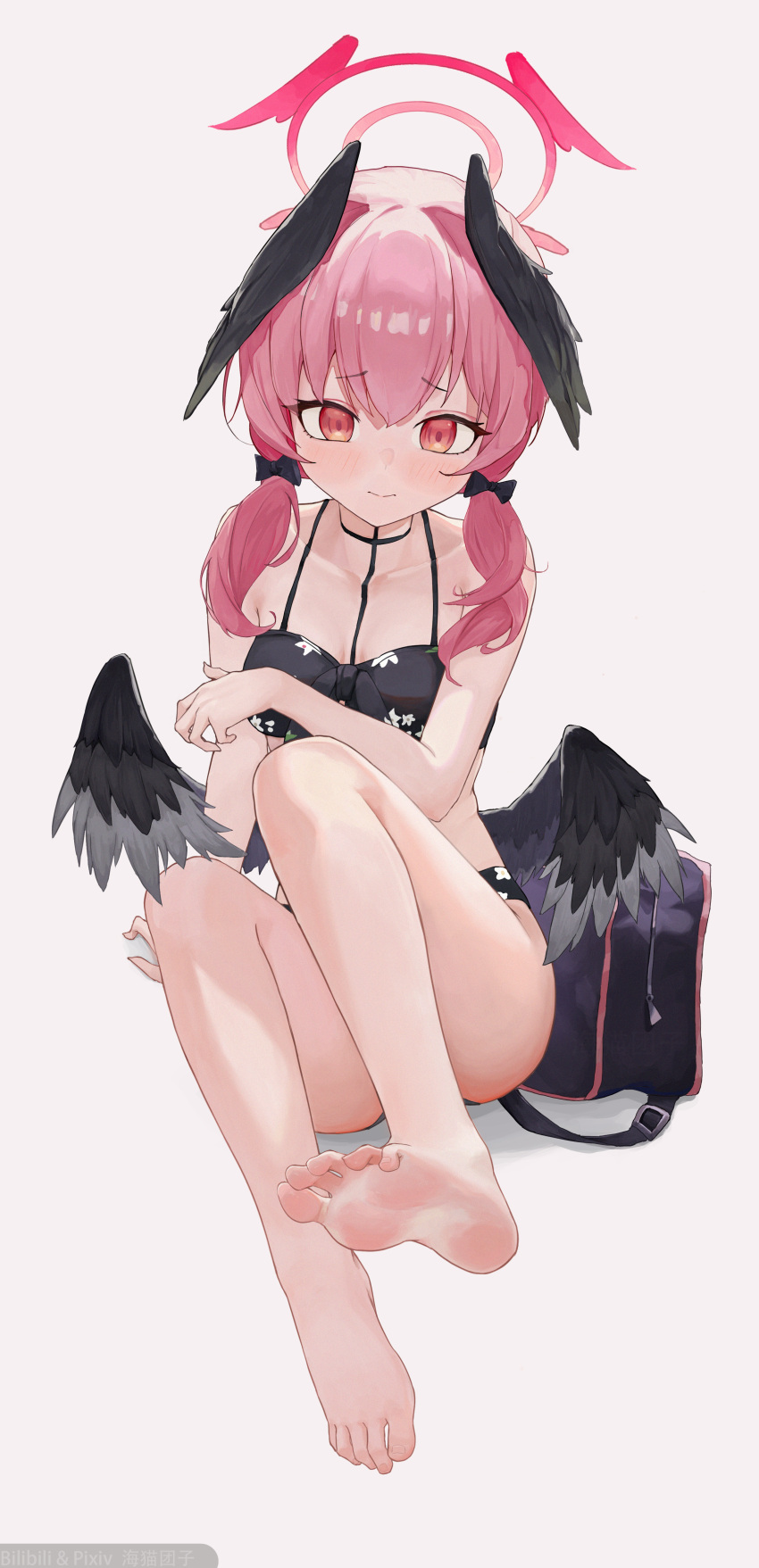 1girl, 3:, absurdres, arm_at_side, artist_name, bag, bare_arms, bare_legs