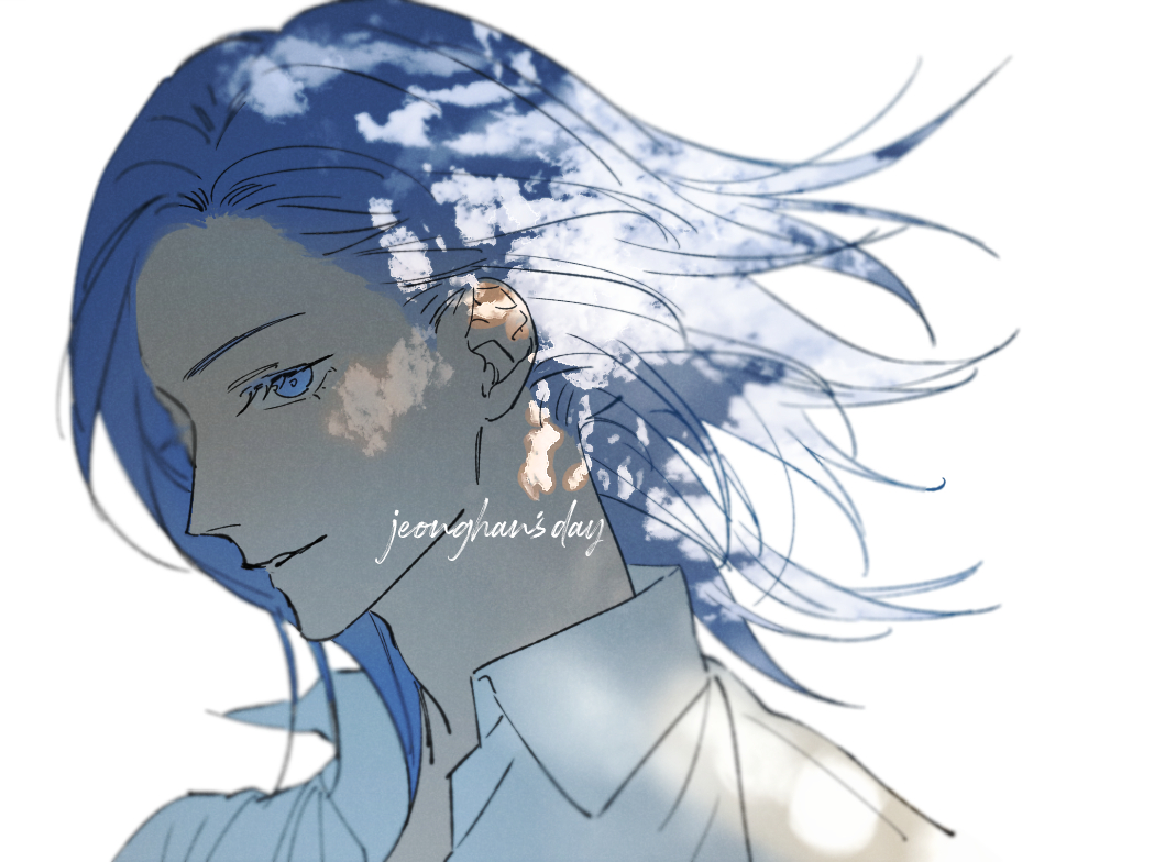 1boy, artist_name_(singer), collared_shirt, commentary, floating_hair, jeonghan_(seventeen), k-pop, light_smile