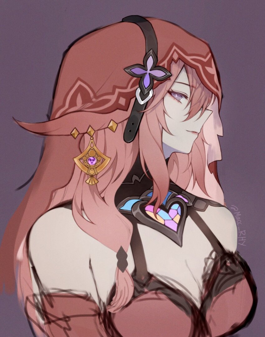 1girl, alternate_color, black_swan_(honkai:_star_rail), black_swan_(honkai:_star_rail)_(cosplay), breasts, cleavage, closed_mouth, commentary