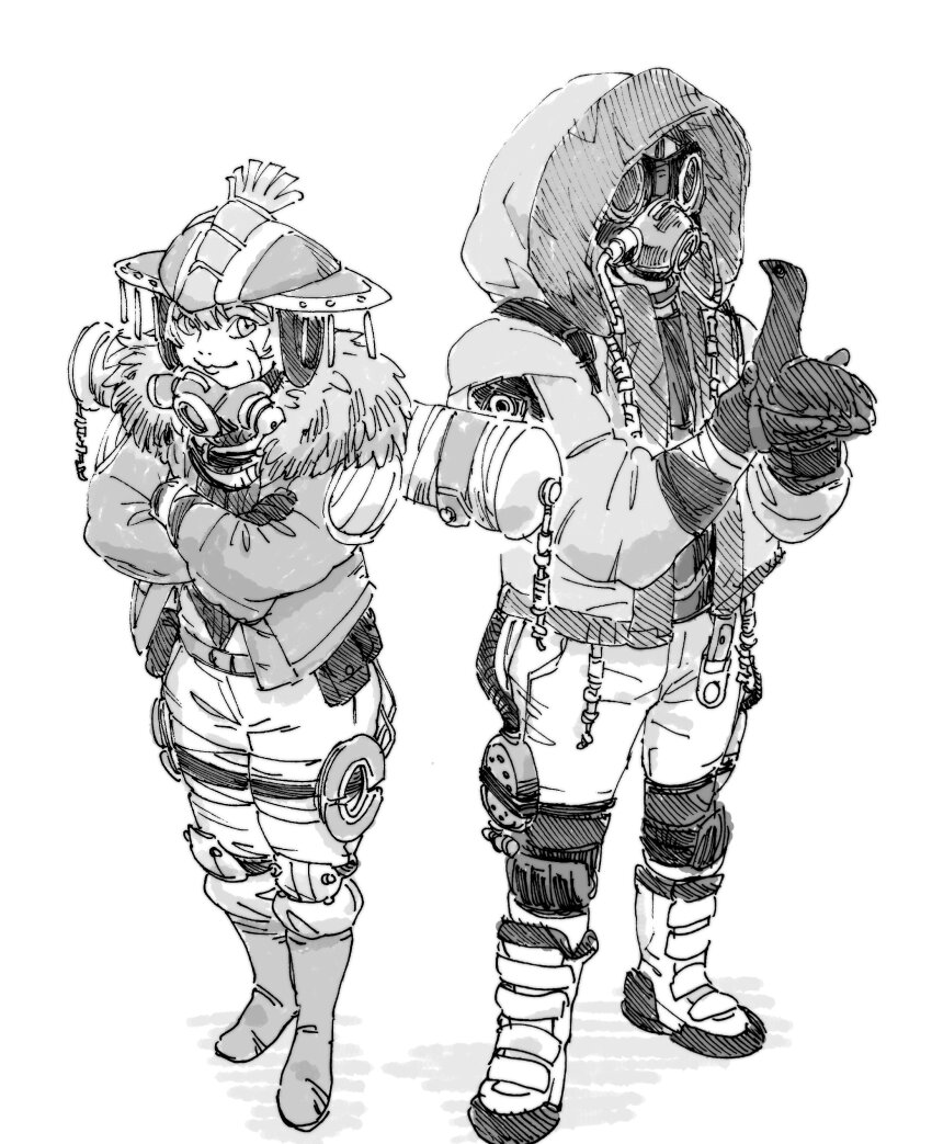 1girl, 1other, absurdres, ambiguous_gender, animification, apex_legends, bloodhound_(apex_legends), bloodhound_(apex_legends)_(cosplay)