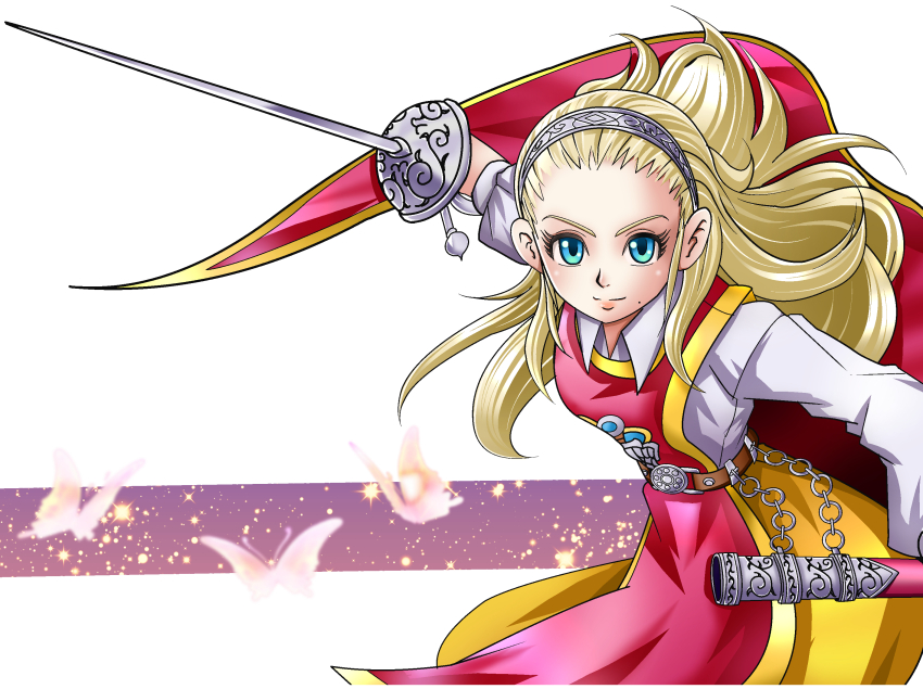 1girl, anlucea, blonde_hair, blue_eyes, bug, butterfly, cloak, closed_mouth