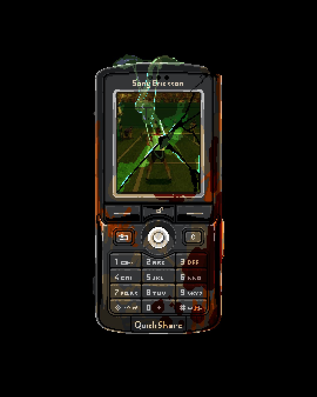 black_background, broken_screen, english_text, highres, keypad, no_humans, object_focus, phone