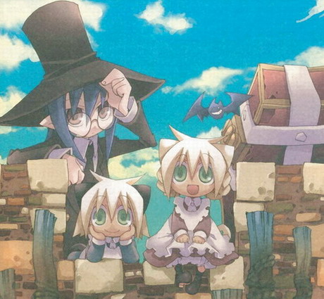 animal_ears, bat_(animal), cat_ears, coffin, glasses, hat, hitsugi_katsugi_no_kuro, kiyuzuki_satoko