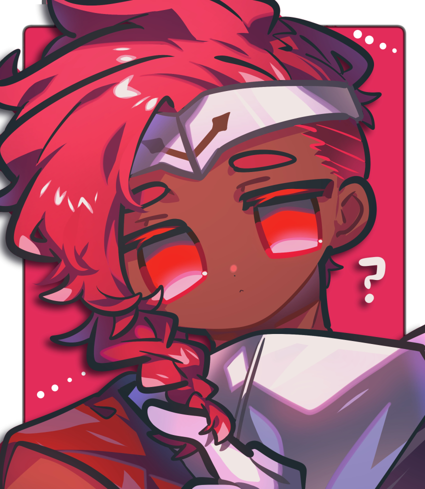 1boy, ?, armor, braid, closed_mouth, cookie_run, cookie_run:_kingdom, dark-skinned_male