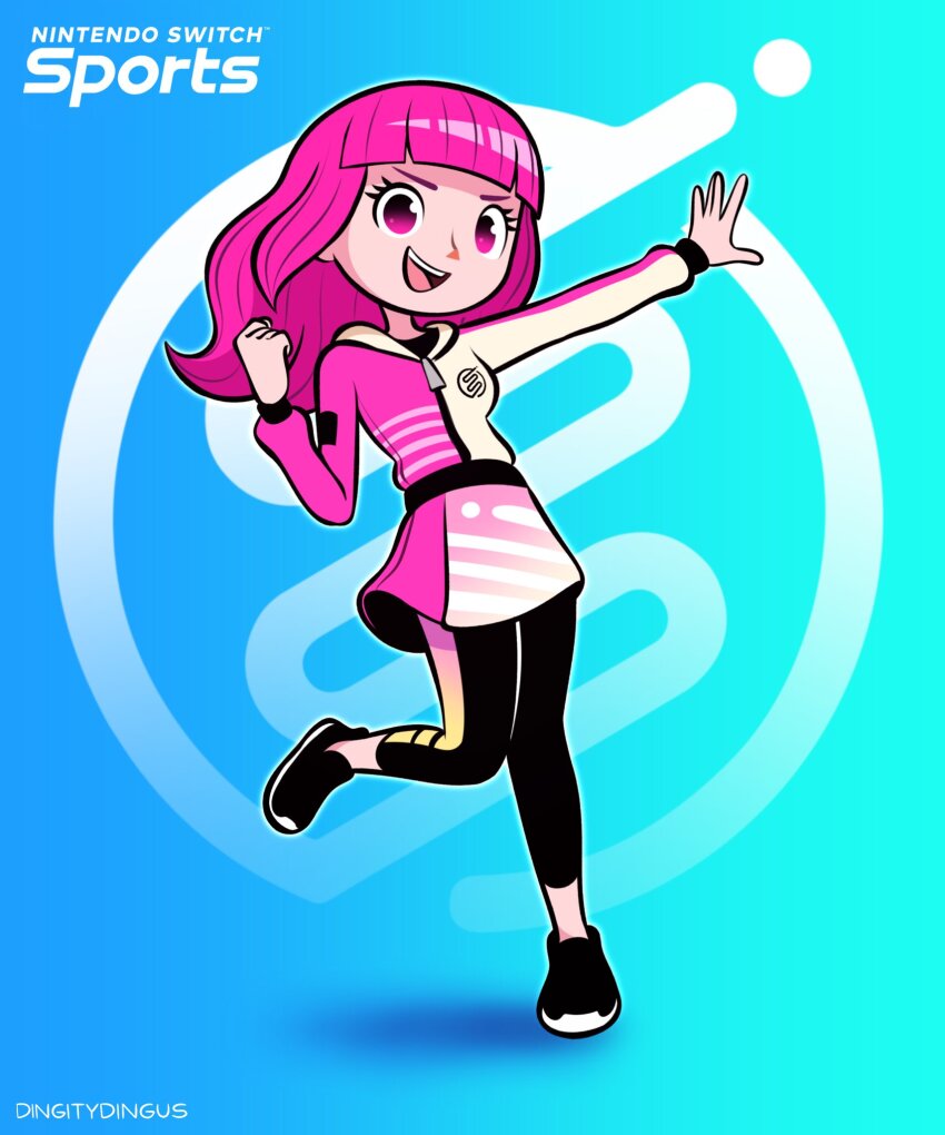 1girl, copyright_name, full_body, happy, highres, hime_cut, long_hair, long_sleeves