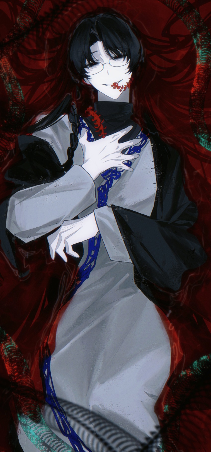 1boy, absurdres, black_eyes, black_hair, black_jacket, braid, chinese_clothes, chinese_commentary