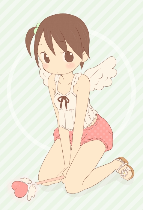 1girl, angel_wings, bad_id, bad_pixiv_id, brown_eyes, brown_hair, child, female_focus