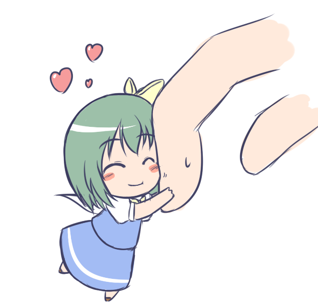 1girl, ^_^, blush_stickers, chibi, closed_eyes, daiyousei, edamame_(barium), female_focus