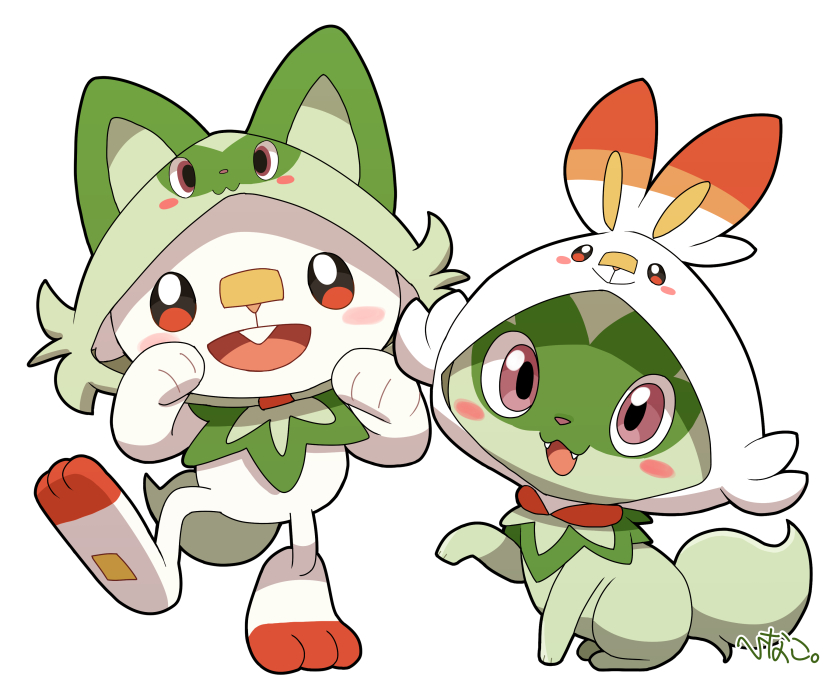 blush, blush_stickers, cosplay, full_body, gen_8_pokemon, hinako_iroiro, hood, hoodie