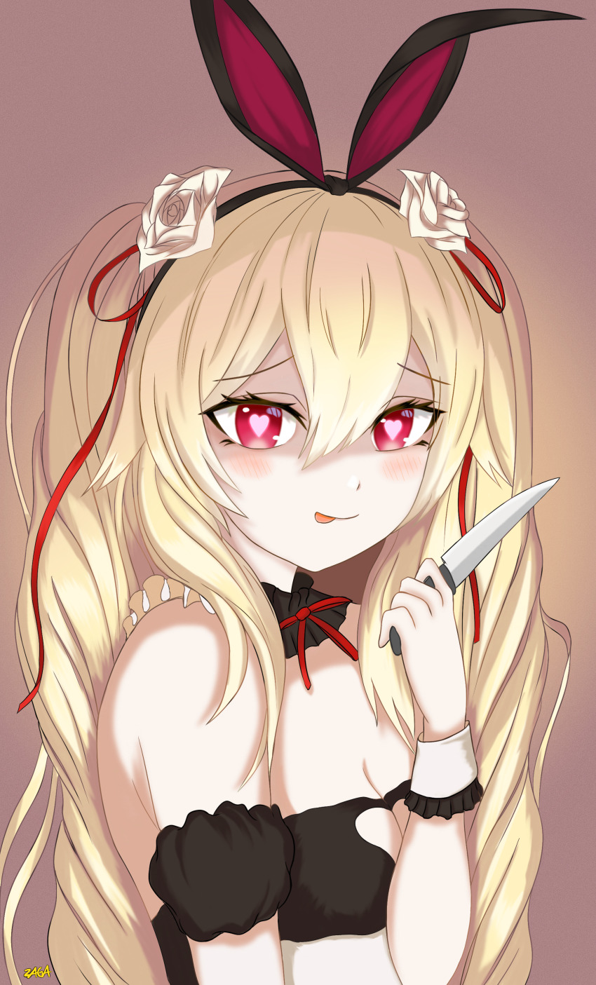 1girl, absurdres, animal_ears, blonde_hair, blush_stickers, breasts, brown_dust_(series), brown_dust_2