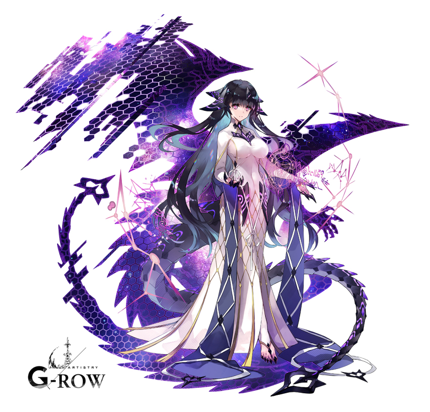 1girl, aqua_hair, black_hair, black_nails, breasts, claybelle, closed_mouth, colored_inner_hair