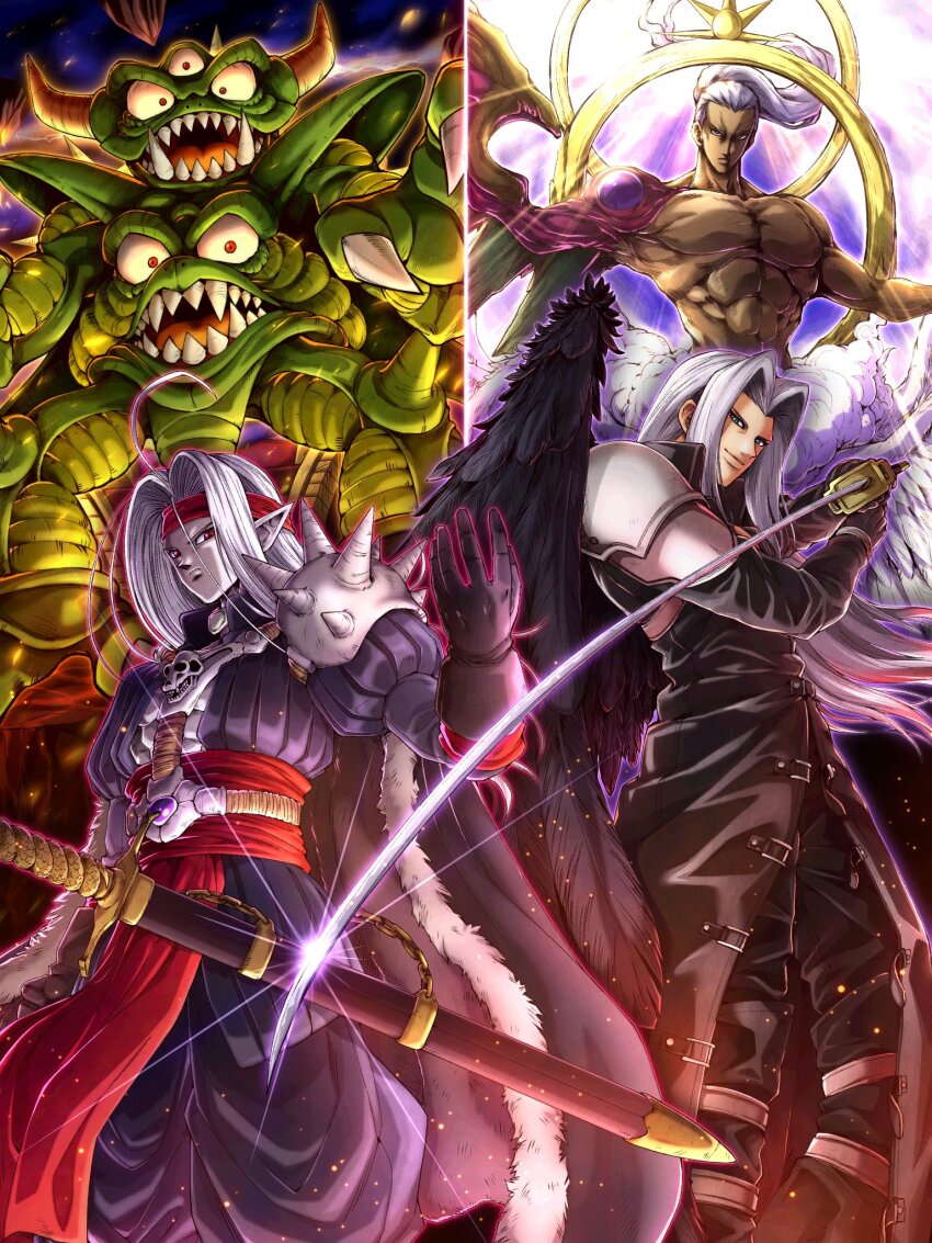 4boys, black_gloves, colored_skin, dark-skinned_male, dark_skin, death_pisaro, dragon_quest, dragon_quest_iv