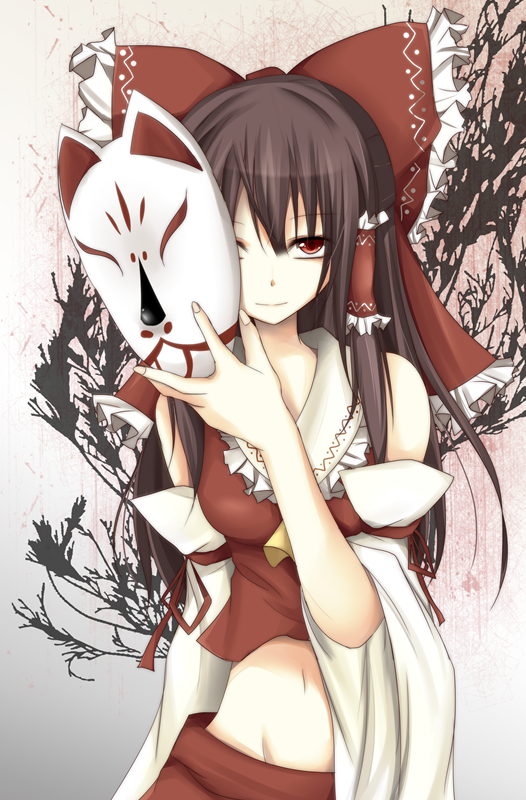 1girl, ascot, bad_id, bad_pixiv_id, black_hair, bow, brown_hair, detached_sleeves