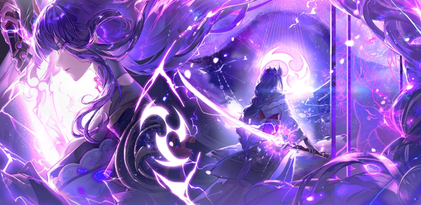 2girls, absurdres, arm_up, armor, back, blunt_bangs, braid, breasts