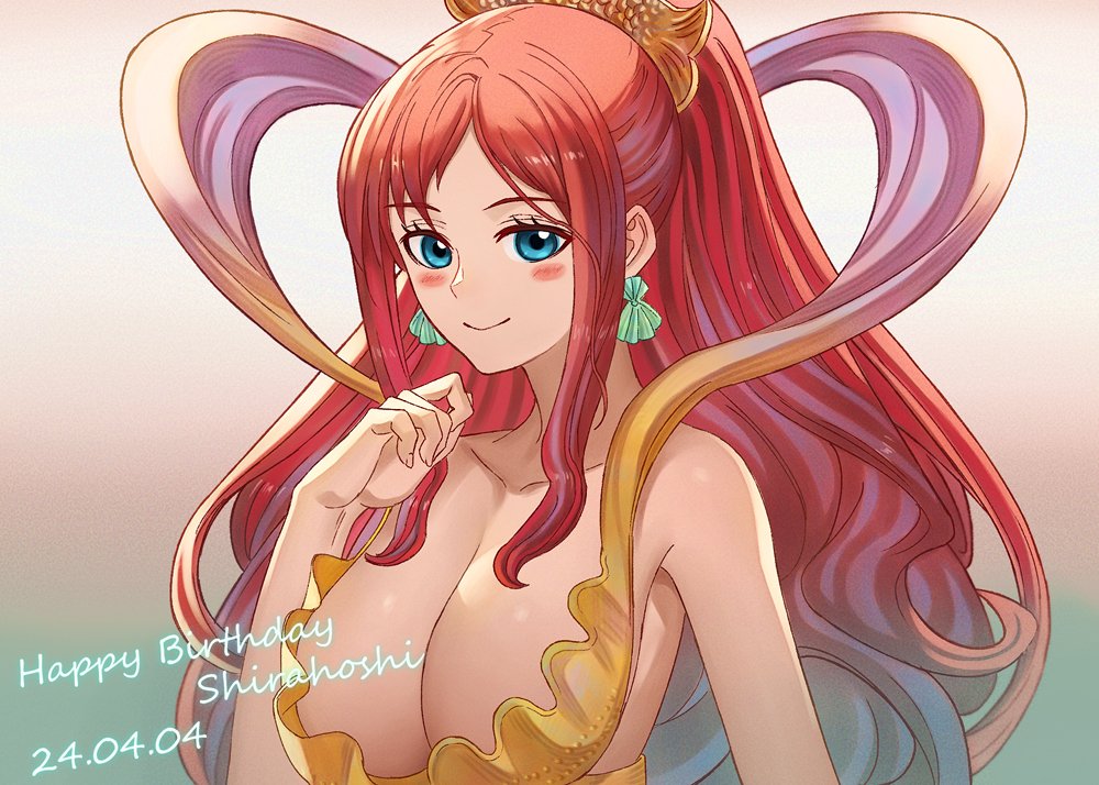 1girl, bikini, blue_eyes, blush_stickers, breasts, character_name, cleavage, commentary_request