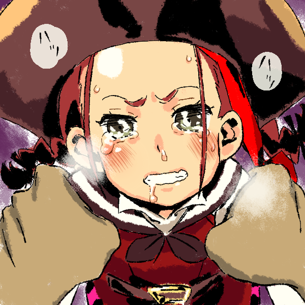 1girl, after_kiss, belt, blush, breath, clenched_teeth, eisu_(eith), etrian_odyssey