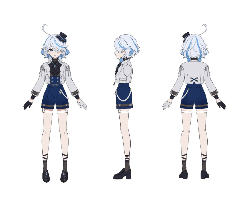 1girl, absurdres, ahoge, alternate_costume, arms_at_sides, asymmetrical_gloves, black_bow, black_bowtie