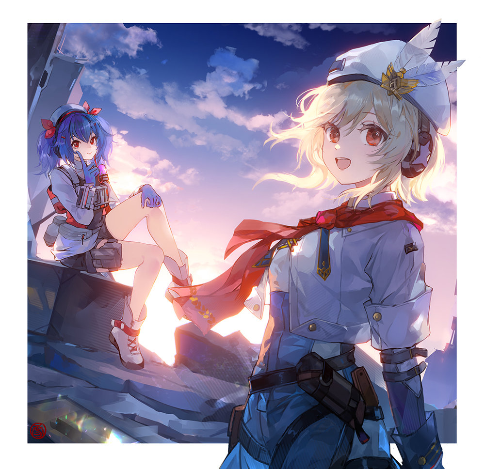 blonde_hair, girls'_frontline, girls'_frontline_2:_exilium, gloves, gun, hat, nagant_(girls'_frontline_2), nagant_revolver_(girls'_frontline)