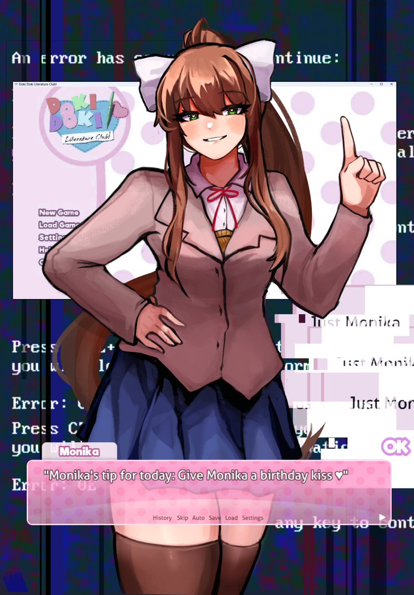 1girl, black_thighhighs, blue_skirt, bow, breasts, brown_hair, brown_jacket, butterflan01