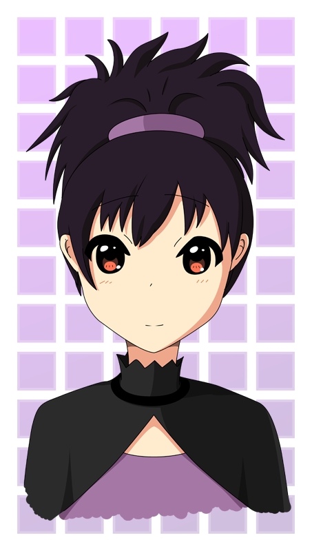 1girl, black_hair, cosplay, darker_than_black, female_focus, k-on!, nakano_azusa, red_eyes