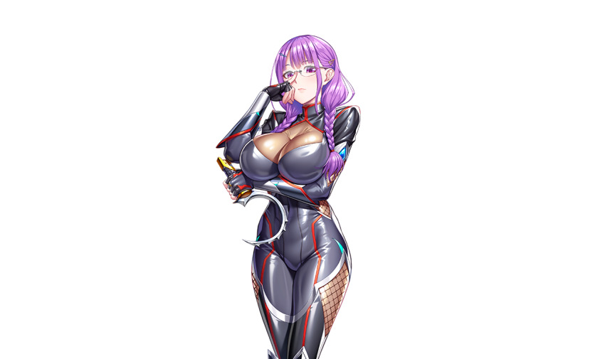 1girl, glasses, kirigasumi_ritsuha, lilith-soft, long_hair, purple_hair, taimanin_(series), taimanin_rpgx, zol