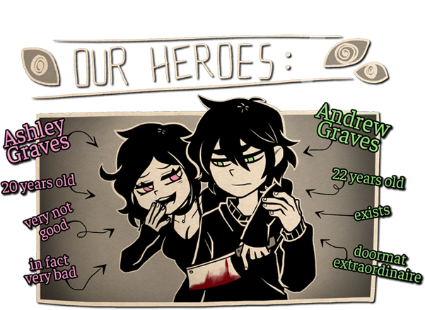 1boy, 1girl, andrew_graves, ashley_graves, black_choker, blood, bloody_knife, choker