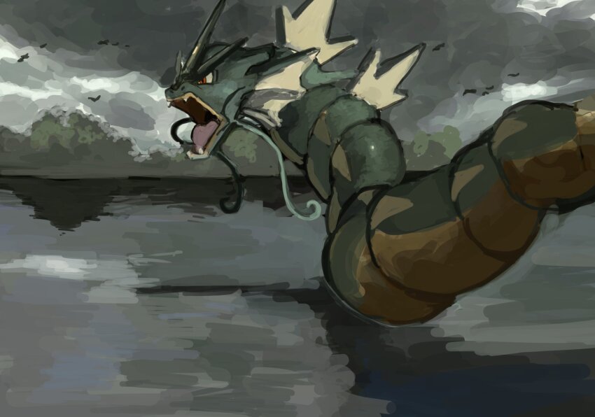 blue_skin, colored_skin, fangs, fins, gen_1_pokemon, gyarados, highres, kfkgot7ig2r5265