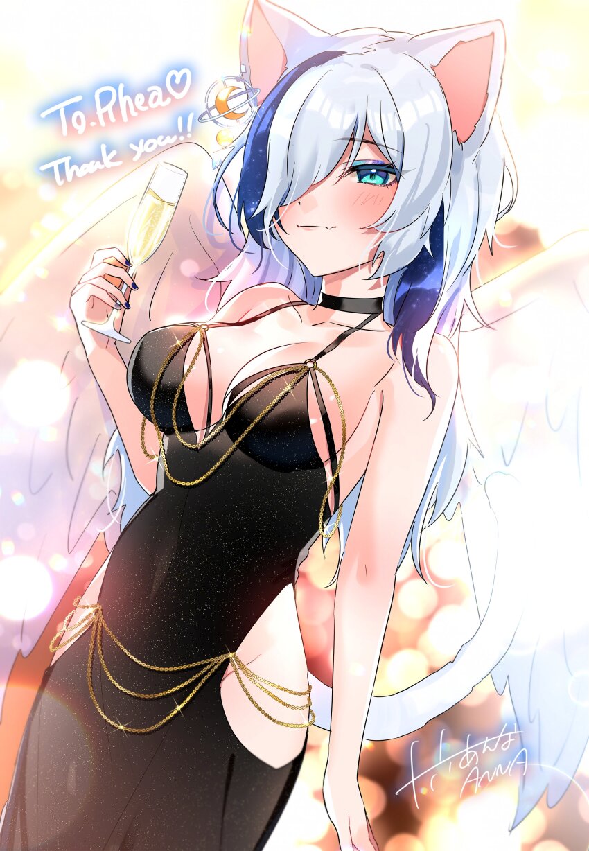 1girl, absurdres, alternate_costume, animal_ears, bare_arms, bare_shoulders, belly_chain, black_choker