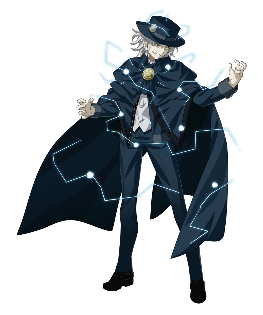 +_+, 1boy, anime_coloring, antonio_salieri_(fate), ascot, black_footwear, blue_ascot, blue_capelet