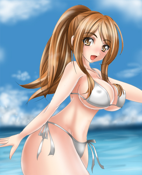 00s, brown_eyes, brown_hair, busou_renkin, mutou_mahiro, swimsuit