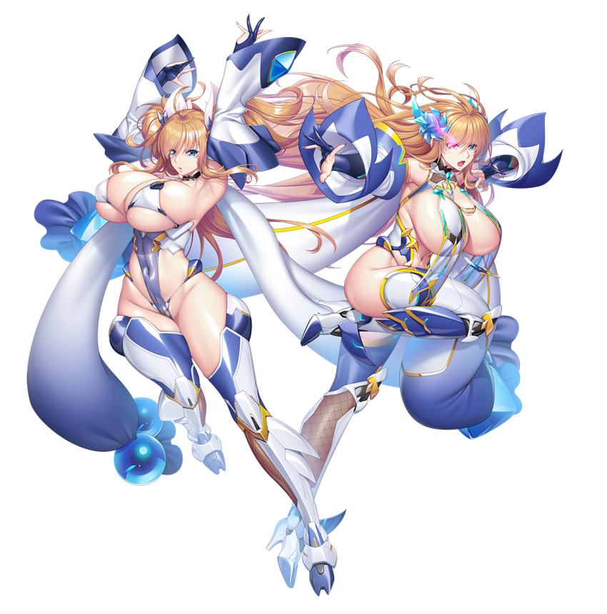 2girls, aoi_nagisa_(metalder), bare_shoulders, blonde_hair, blue_eyes, breasts, choker, closed_mouth