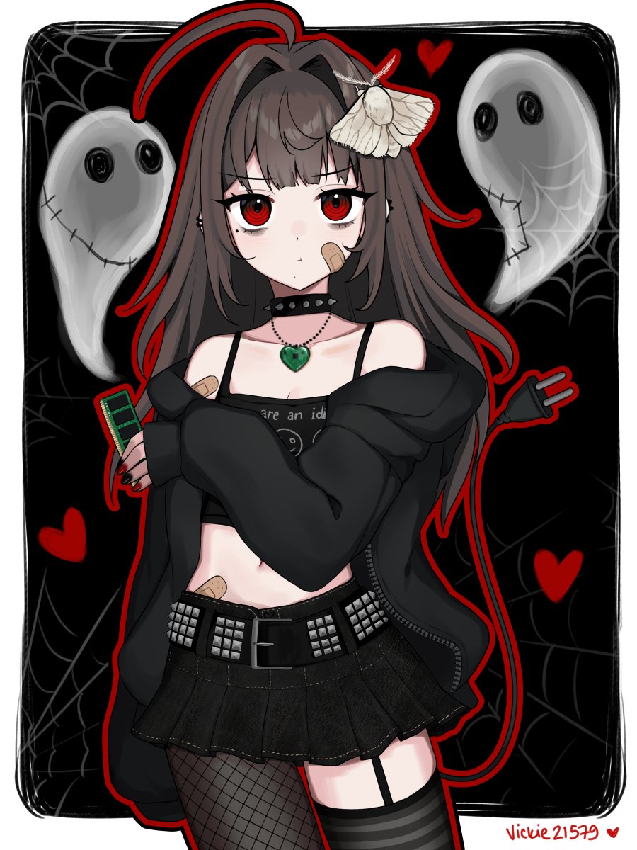 1girl, ahoge, animal, animal_on_head, artist_name, asymmetrical_legwear, bandaid, bandaid_on_arm