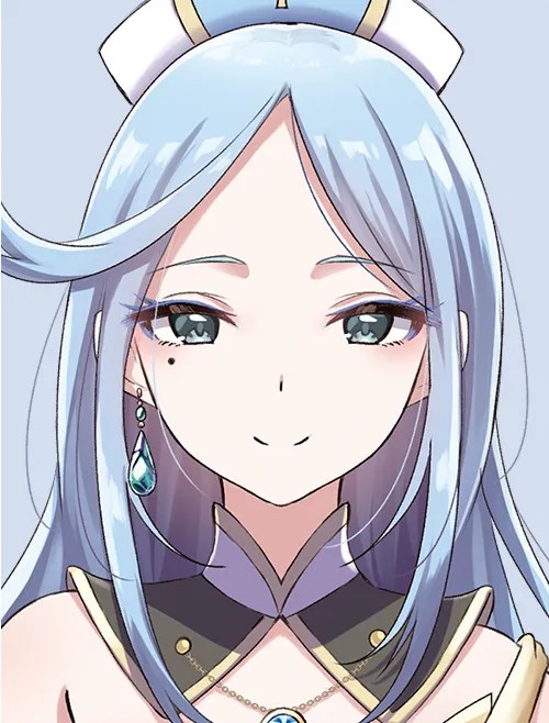 1girl, blue_hair, bracelet, earrings, jewelry, long_hair, mole, smile