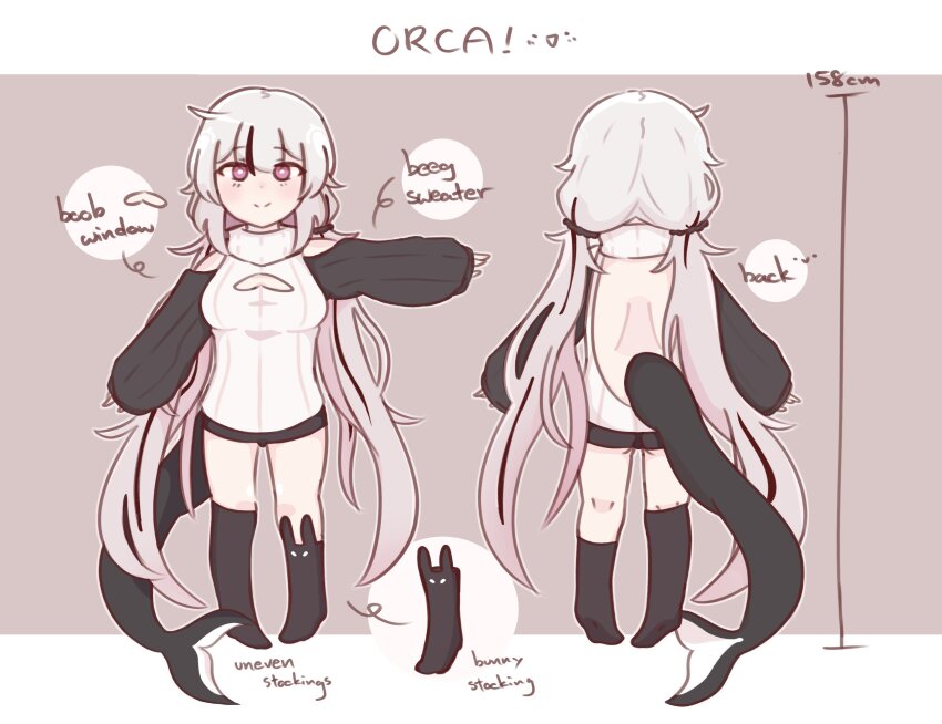 1girl, animal_ear_legwear, artist_self-insert, asymmetrical_legwear, backless_outfit, bare_shoulders, black_hair, black_socks