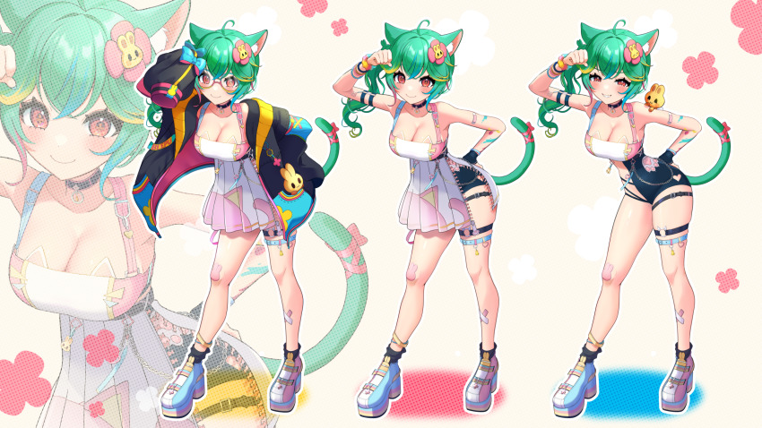 1girl, ahoge, animal, animal_ear_fluff, animal_ears, animal_on_shoulder, animal_print, bandaid