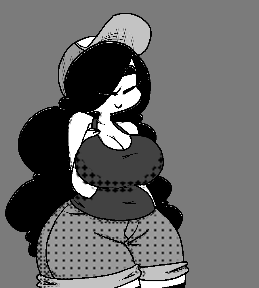 1girl, black_hair, breasts, cleavage, closed_eyes, grey_background, monochrome, original