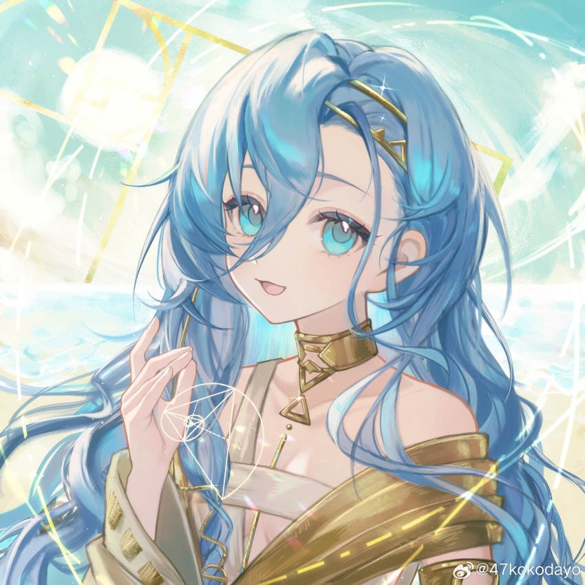 1girl, 37_(reverse:1999), 47ko, :d, absurdres, ancient_greek_clothes, armlet, beach