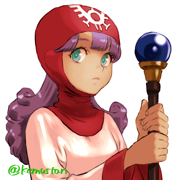 1980s_(style), 1girl, aqua_eyes, commentary_request, curly_hair, dragon_quest, dragon_quest_ii, expressionless