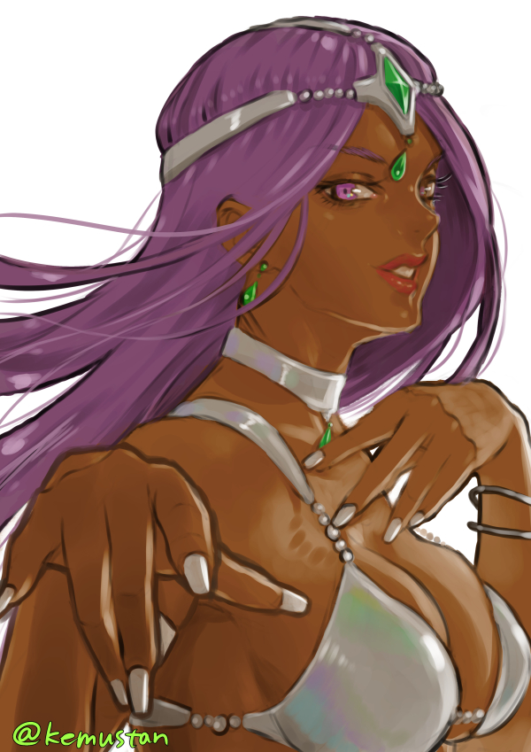 1girl, breasts, dark-skinned_female, dark_skin, dragon_quest, dragon_quest_iv, earrings, forehead_jewel