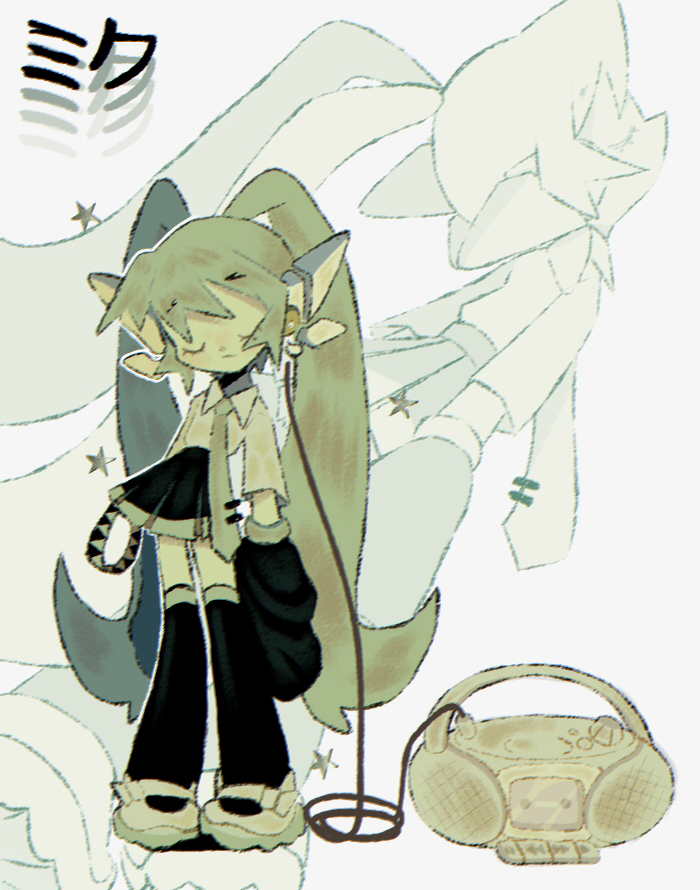 1girl, adapted_costume, black_skirt, black_thighhighs, blue_hair, blue_necktie, blush, cable