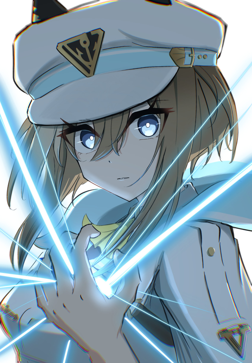 1girl, blue_eyes, blush, breasts, brown_hair, cape, cheval_grand_(grand_itineraire)_(umamusume), cheval_grand_(umamusume)