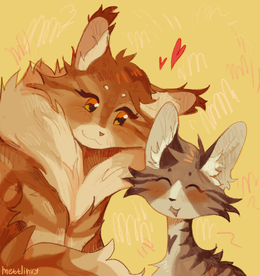 2others, animal, animal_focus, brown_cat, cat, closed_eyes, closed_mouth, commentary