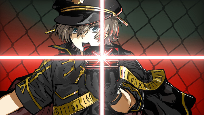 1other, androgynous, black_gloves, black_shirt, bnna-0208, box, breast_pocket, cape