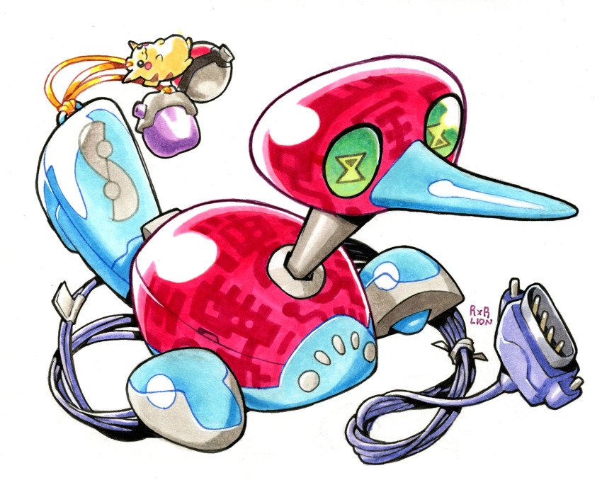 absurdres, adapter, artist_name, cable, computer_mouse, fat_pikachu, full_body, gen_1_pokemon