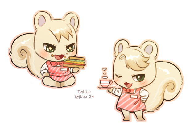 1boy, animal_crossing, animal_ears, apron, barista, bow, bowtie, chibi